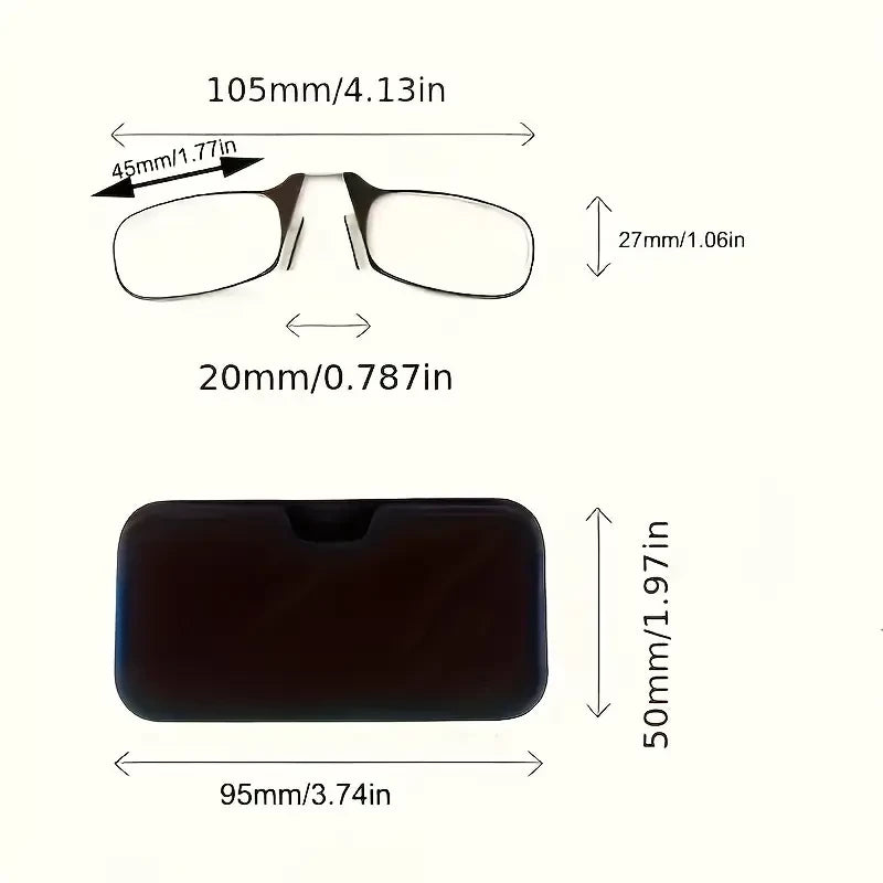Nose Clip Reading Glasses With Phone Attachment Case