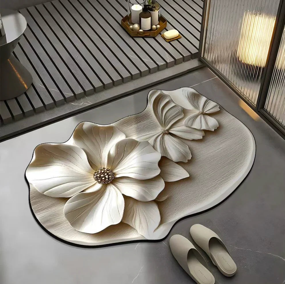 Floral Plush Diatomaceous Earth Floor Mat