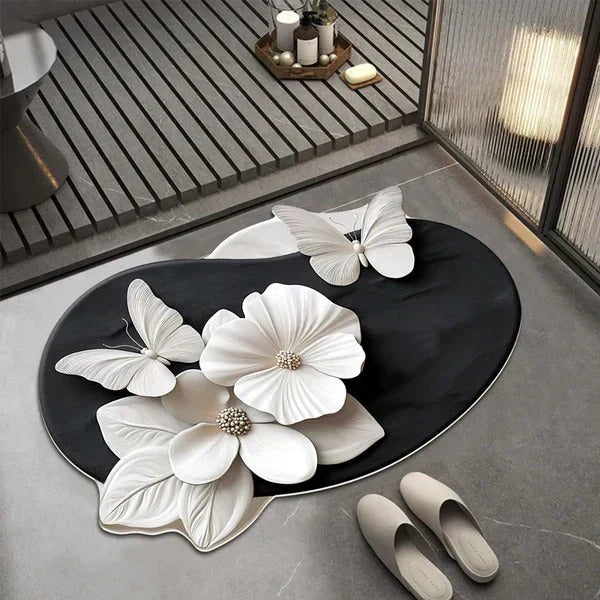 Floral Plush Diatomaceous Earth Floor Mat