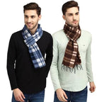 Assorted Unisex Check Brown Fleece Muffler Cum Scarf