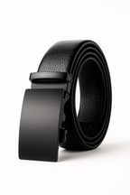 Premium Black Leather Belt for Men |Auto-Lock Buckle |  Adjustable & Durable Design | Formal – Casual Wear_Single