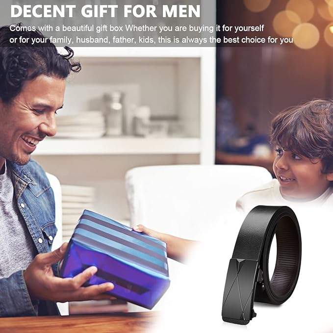 Premium Black Leather Belt for Men |Auto-Lock Buckle |  Adjustable & Durable Design | Formal – Casual Wear_Single