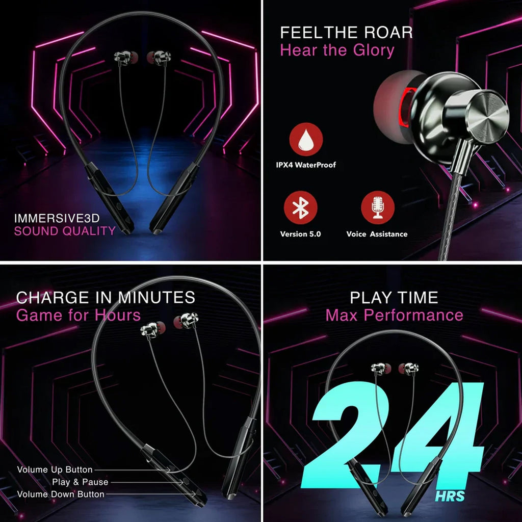 Wireless Bluetooth Neckband Earphones with Deep Bass Sound