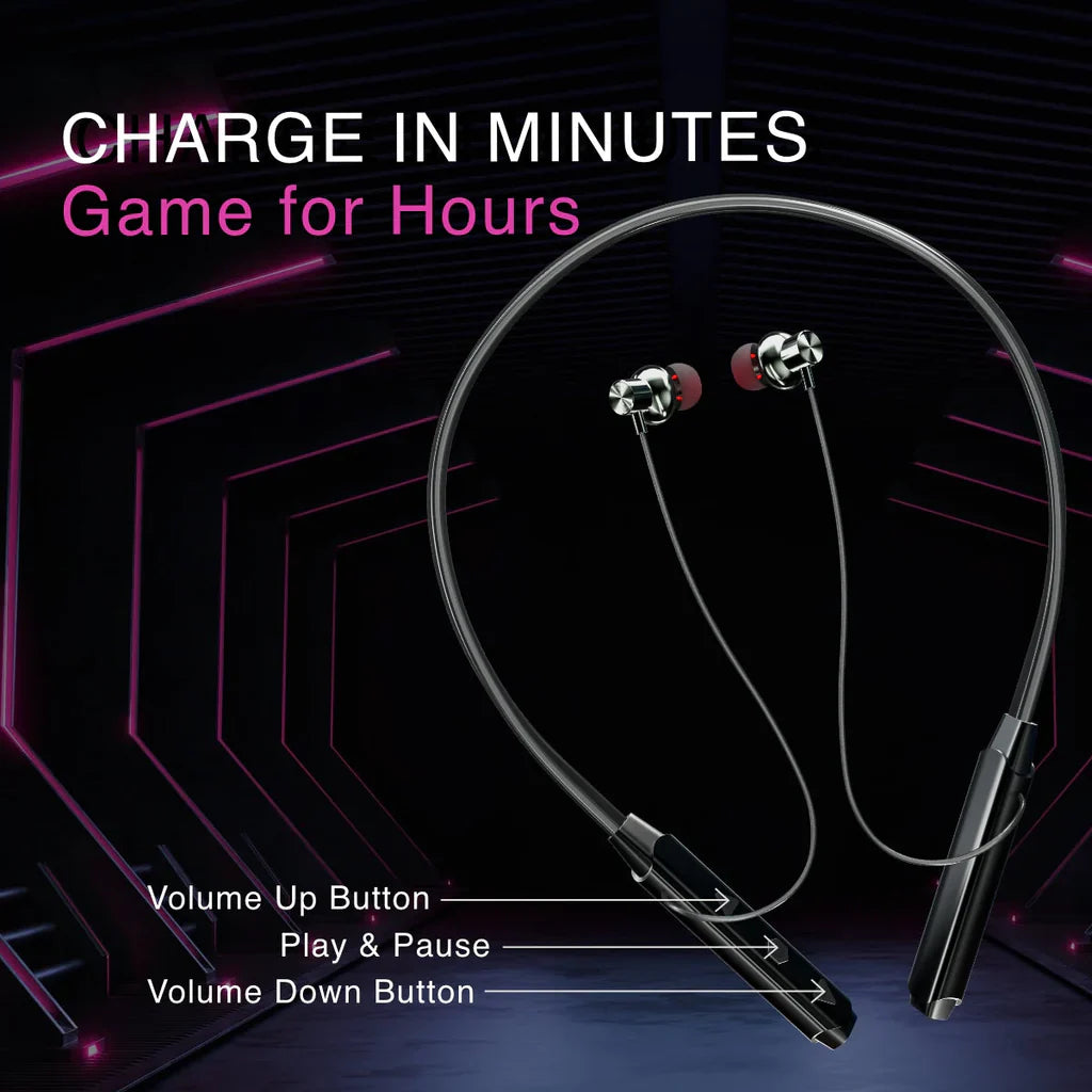 🎧 Wireless Bluetooth Neckband – ⚡ Type-C Fast Charging | 🎵 Deep Bass | 🎤 HD Mic | 💦 IPX4 Waterproof 🔋
