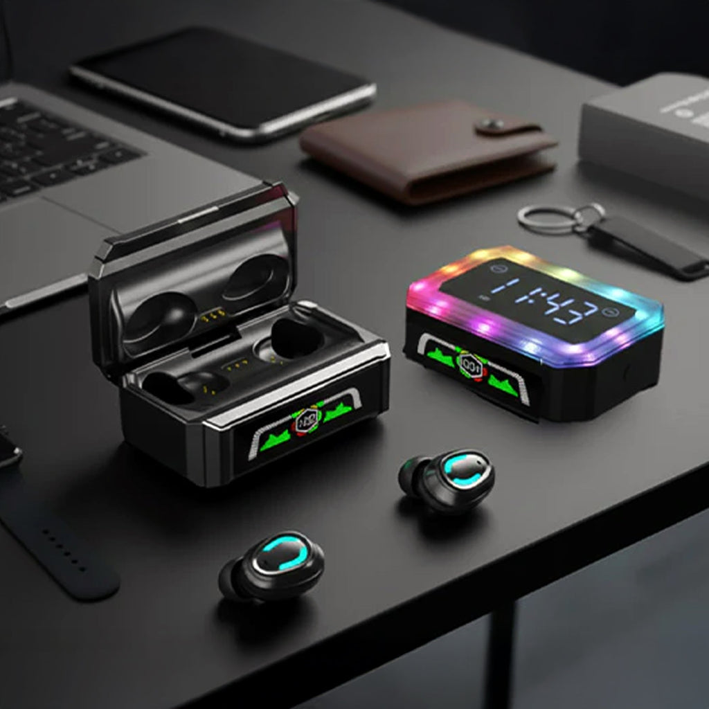 Wireless Bluetooth Earbuds with Powerbank Case and Display Clock