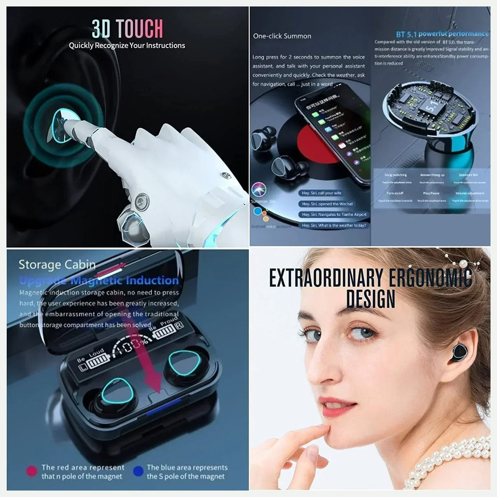 Wireless Bluetooth Earbuds with Noise Reduction & In-built Powerbank Blynk