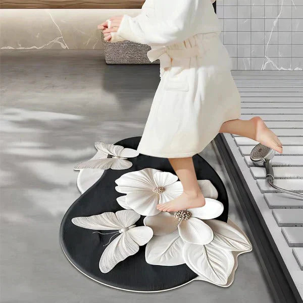 Floral Plush Diatomaceous Earth Floor Mat