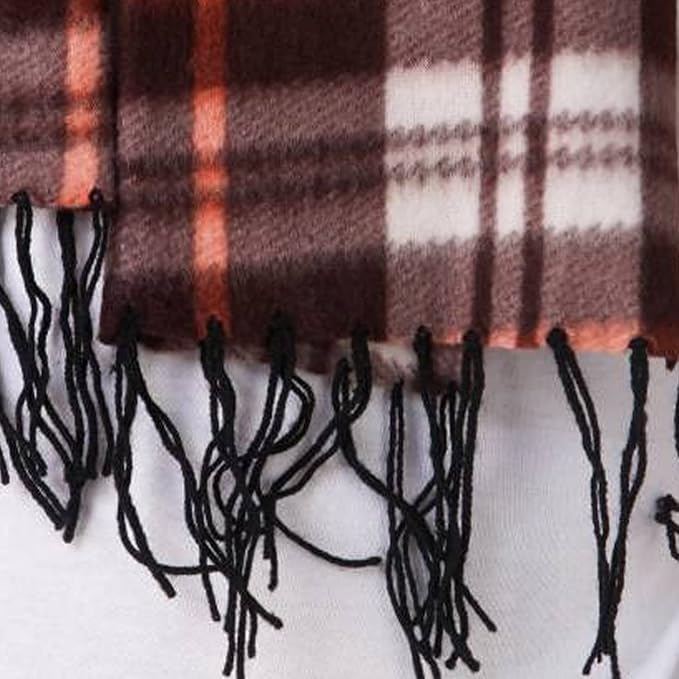 Assorted Unisex Check Brown Fleece Muffler Cum Scarf