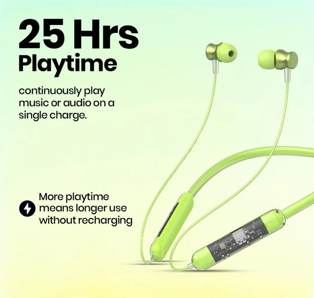 Transparent Bluetooth Neckband  | 72H Battery Life |HD Voice | Deep Bass Blynk