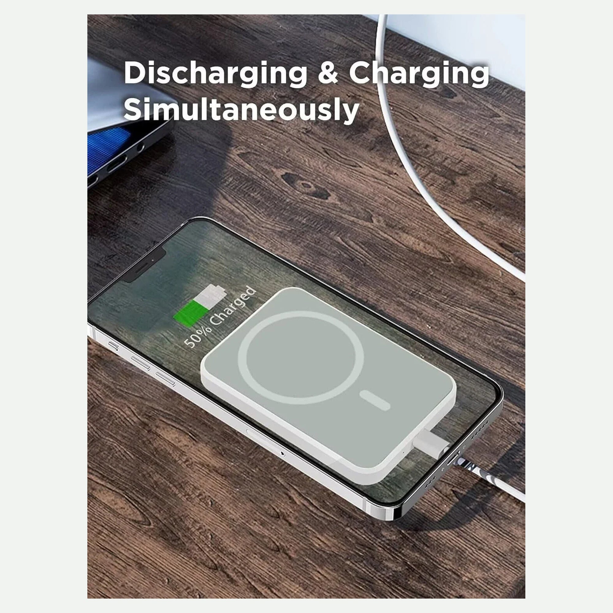 Magnetic Wireless Power Bank | Snap-On Charger for Android & iPhone | 10000mAh Power