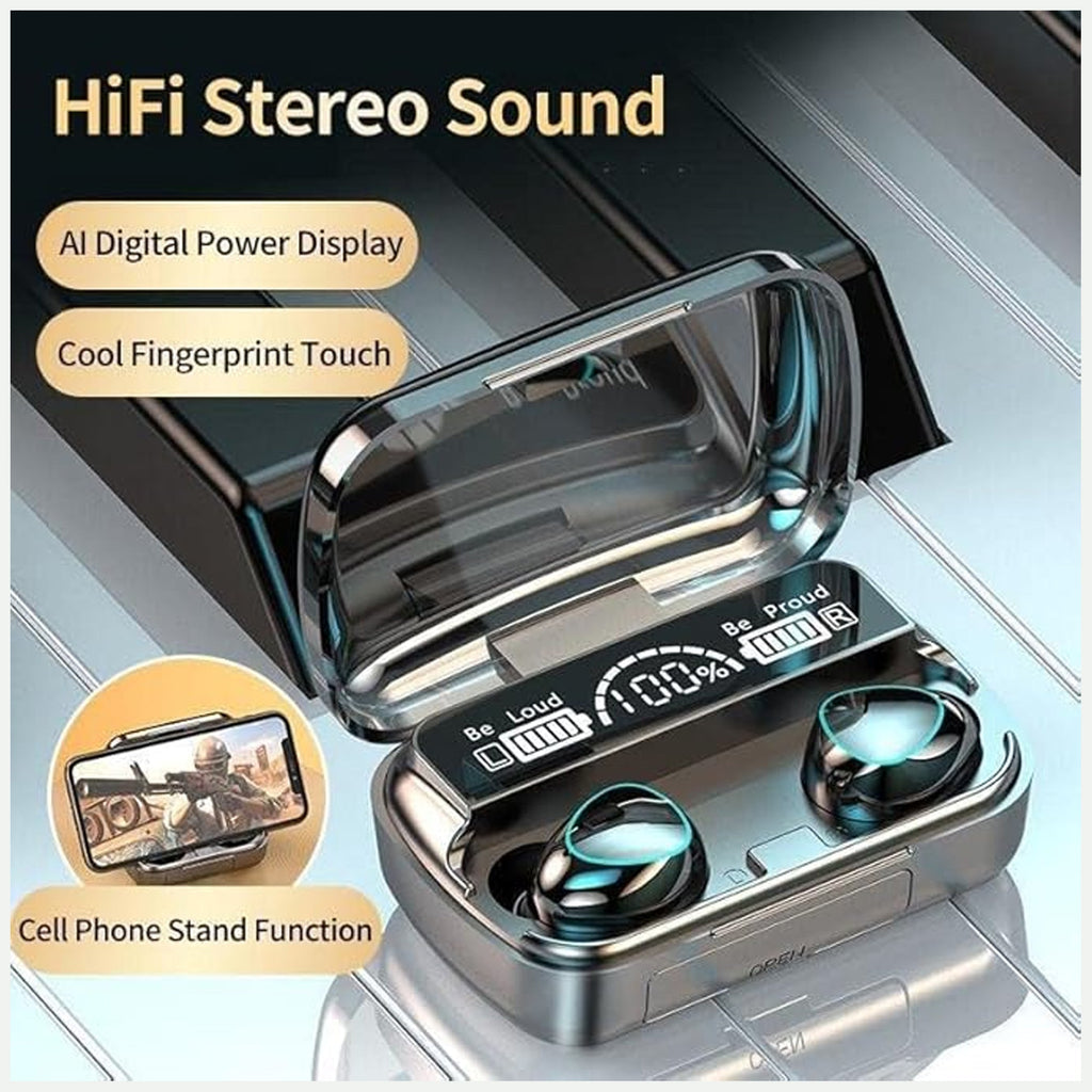 Wireless Bluetooth Earbuds with Noise Reduction & In-built Powerbank Blynk