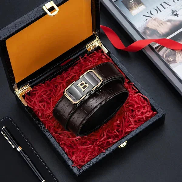 Men's Leather Automatic Buckle Belt _BUY 1 GET 1 FREE (Black & Brown)