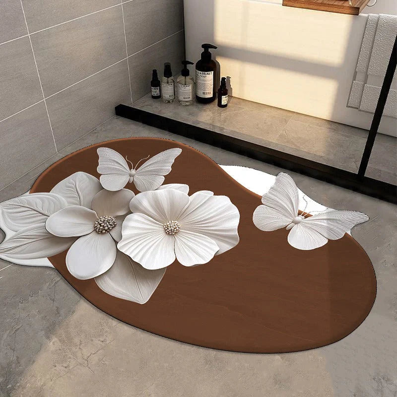 Floral Plush Diatomaceous Earth Floor Mat
