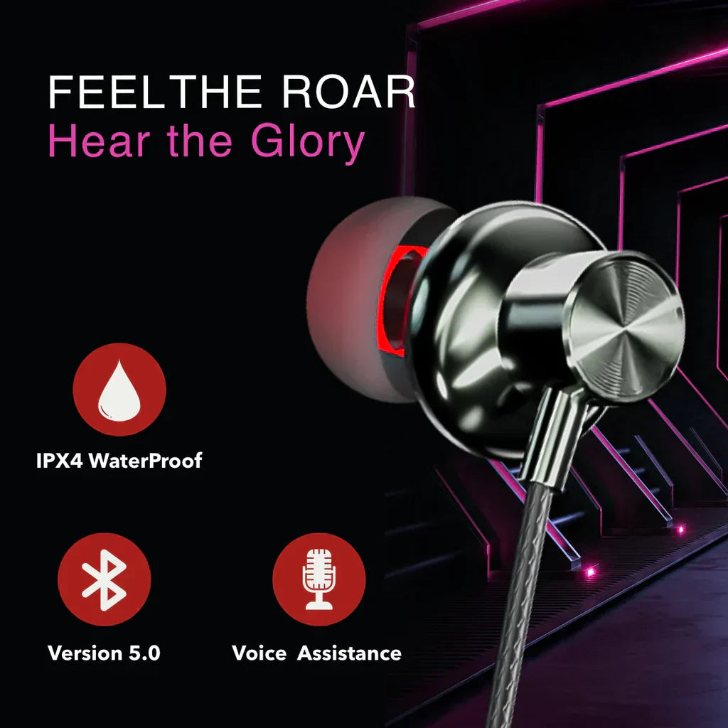 Wireless Bluetooth Neckband Earphones with Deep Bass Sound Blynk
