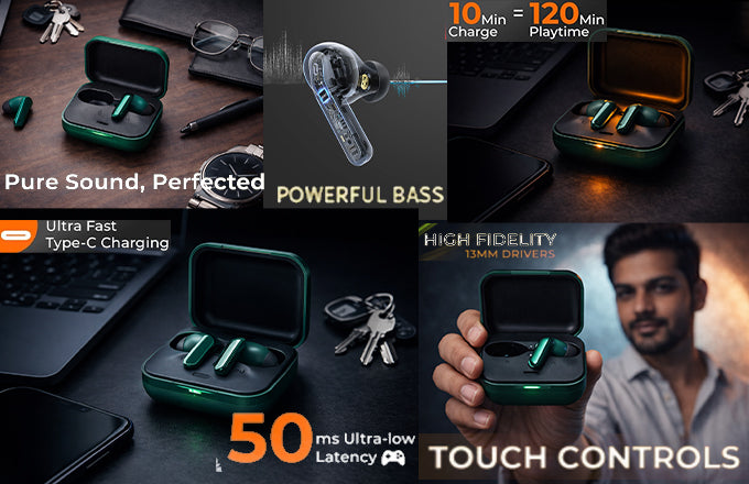 Buds Air 7 Pro TWS Earbuds with Dual Drivers & 48HOUR Playtime Blynk