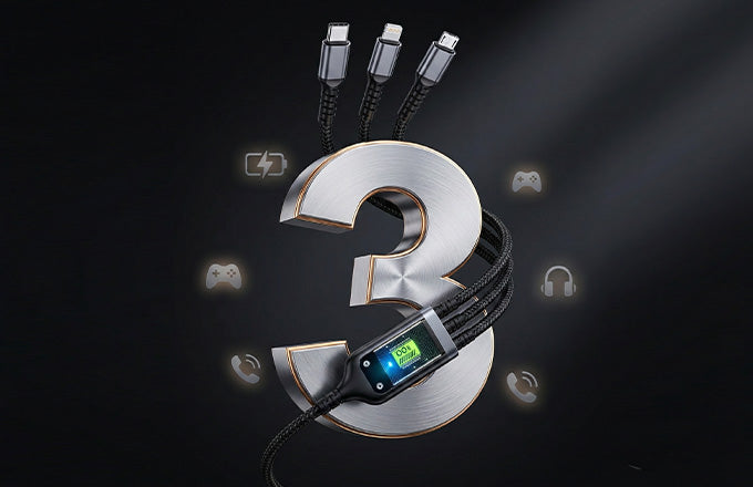 3-in-1 Fast Charging Nylon Braided Cable with 3A Output