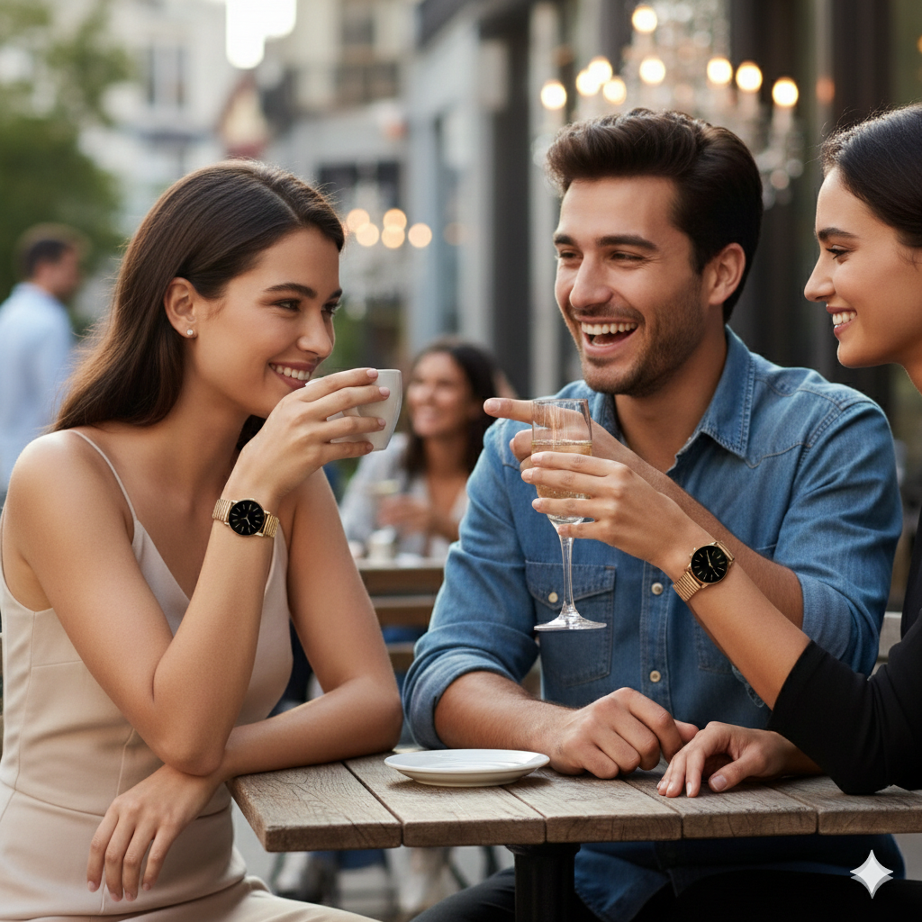 Unisex Stretchable Golden Watch