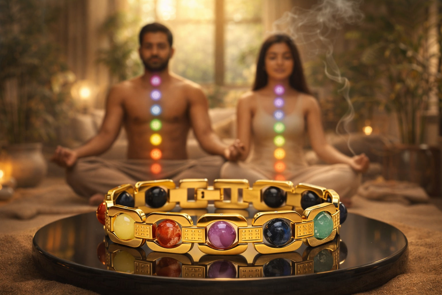 7 Chakra Natural Rudraksha Healing & Energy Balance Bracelet