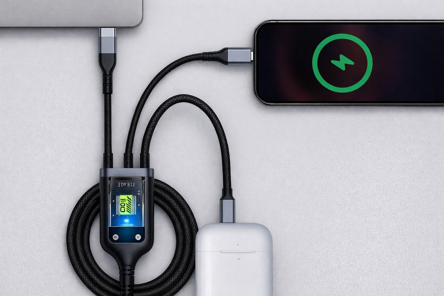 3-in-1 Fast Charging Nylon Braided Cable with 3A Output