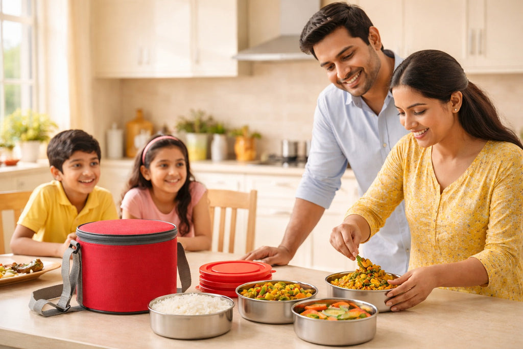 Round Lunch Box  3 Bowl Set (200 ml Each) with Carry Bag Blynk