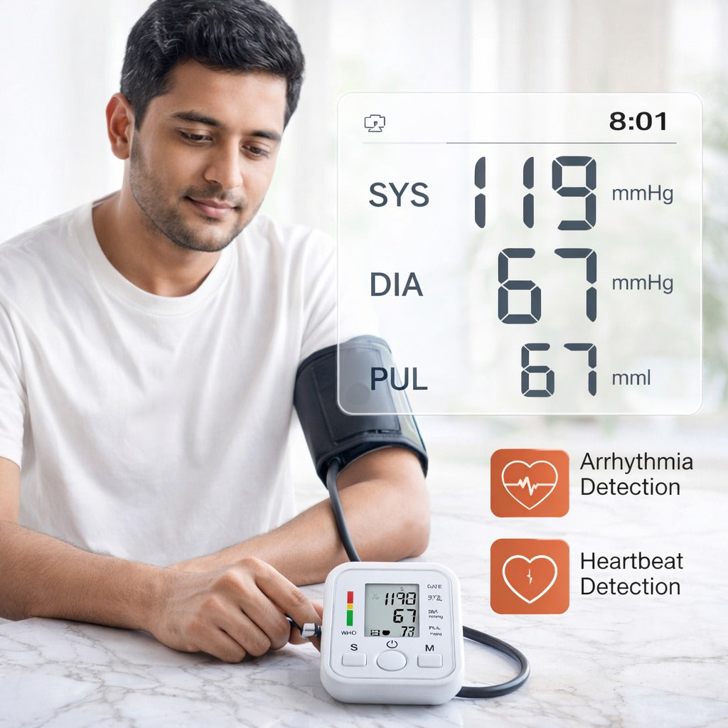 BP Machine Digital Automatic for Home Use | Blood Pressure Monitor with Voice, Large Display, Accurate Upper Arm Cuff for Adults & Elderly (DMBP03-O) Blynk