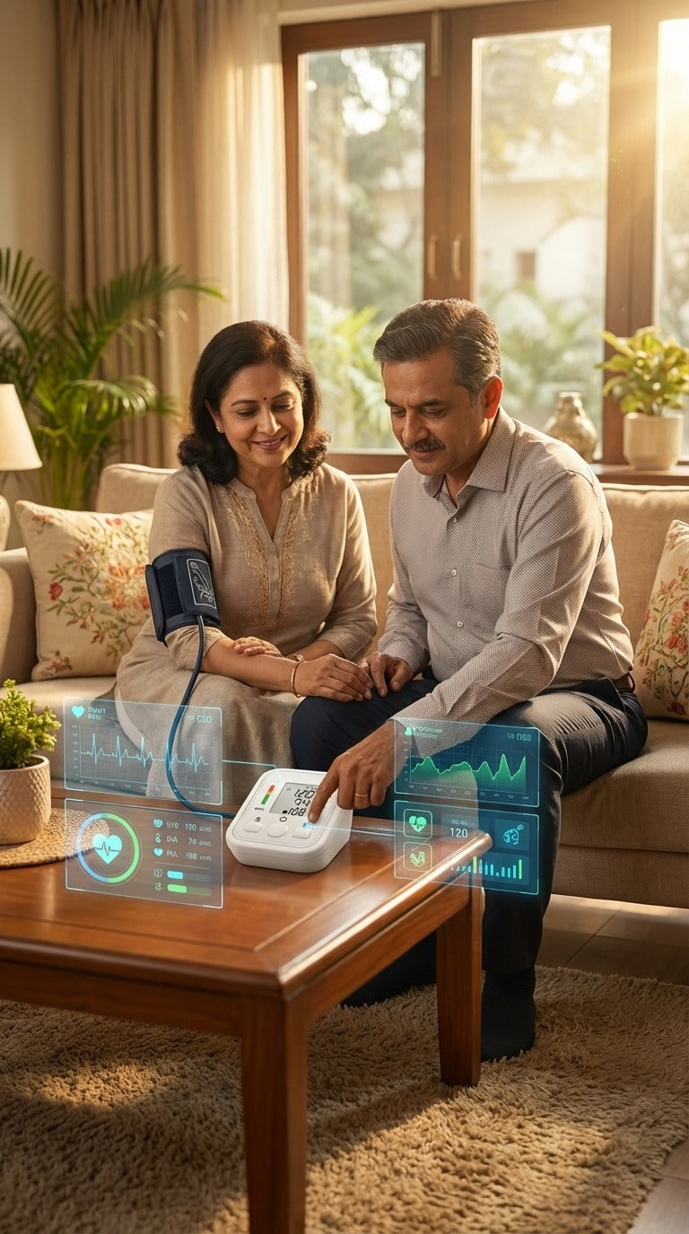 BP Machine Digital Automatic for Home Use | Blood Pressure Monitor with Voice, Large Display, Accurate Upper Arm Cuff for Adults & Elderly (DMBP03-O) Blynk