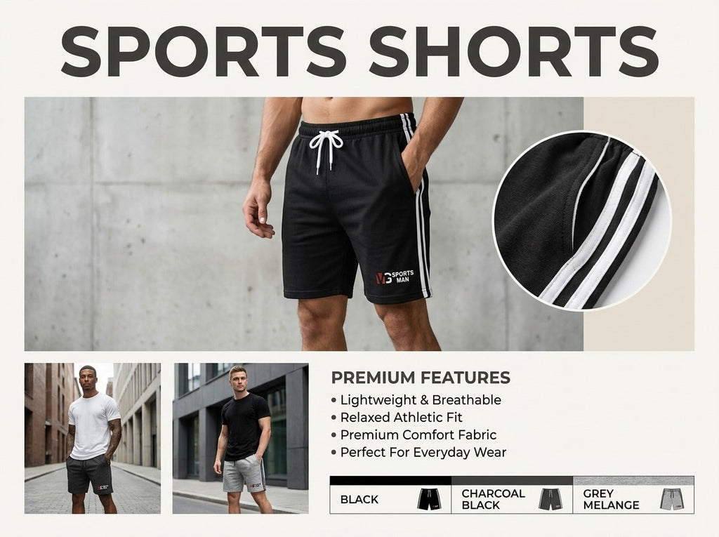 Men's Cotton Blend Shorts, Pack of 3