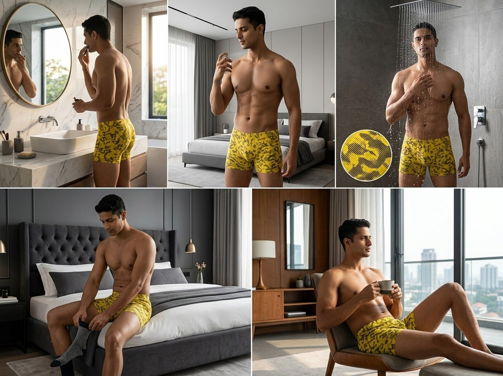 Pack of 3 Geometric Print Trunks with Elasticated Waistband-NV
