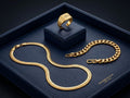 Men's Luxury Gold Trio Set-Chain-Bracelet-Ring-NV