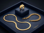 Men's Luxury Gold Trio Set-Chain-Bracelet-Ring-NV