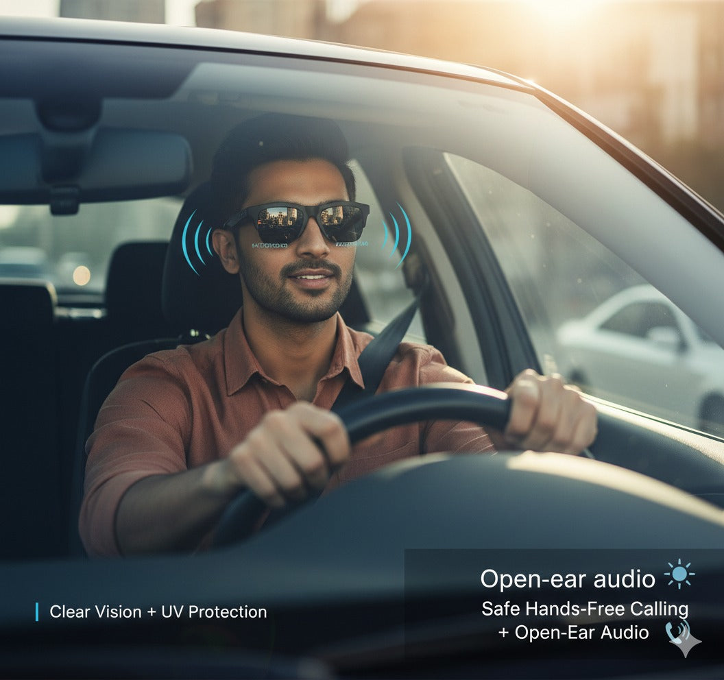 Smart Bluetooth Audio Glasses - Sunglasses with Built-in Mic & Speakers, Open Ear Wireless Headphones Smart Glasses for Adults, Solar-Powered Smart Sunglasses