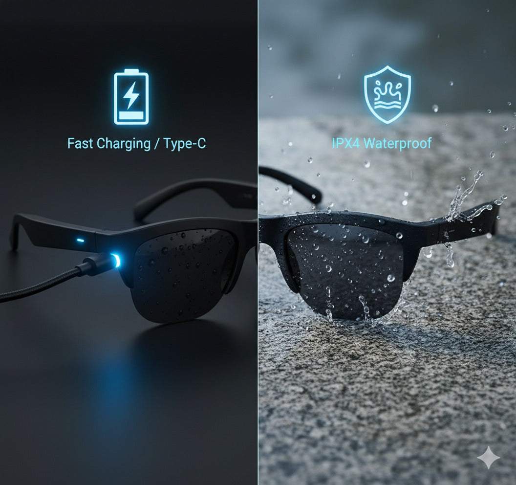 Smart Bluetooth Audio Glasses - Sunglasses with Built-in Mic & Speakers, Open Ear Wireless Headphones Smart Glasses for Adults, Solar-Powered Smart Sunglasses