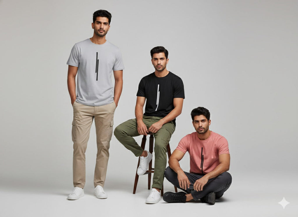 Men's Round Neck Graphic Printed T-Shirts Combo Pack of 3