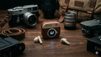 Retro Camera Design Portable Hi-Fi Bluetooth Speaker with TWS Wireless Earbuds (Brown) Blynk