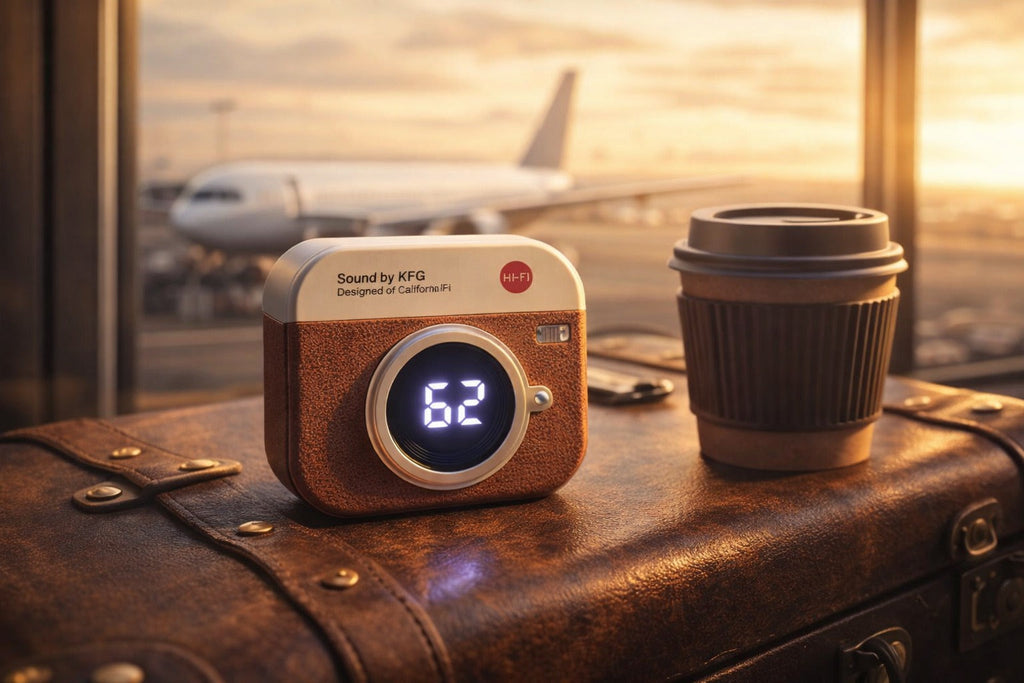 Retro Camera Design Portable Hi-Fi Bluetooth Speaker with TWS Wireless Earbuds (Brown) Blynk