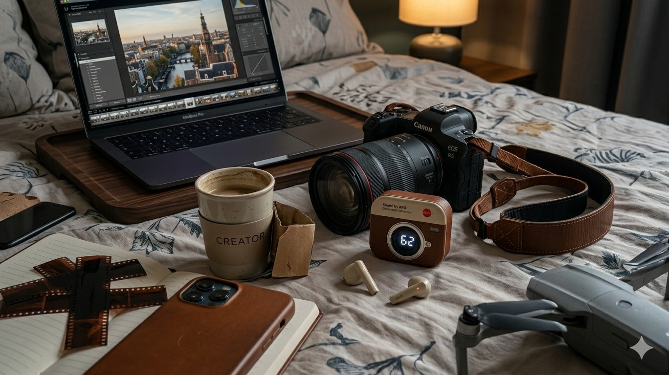 Retro Camera Design Portable Hi-Fi Bluetooth Speaker with TWS Wireless Earbuds (Brown) Blynk