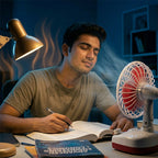 Portable Fan LED Light USB Rechargeable Folding