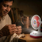 Portable Fan LED Light USB Rechargeable Folding