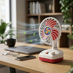 Portable Fan LED Light USB Rechargeable Folding