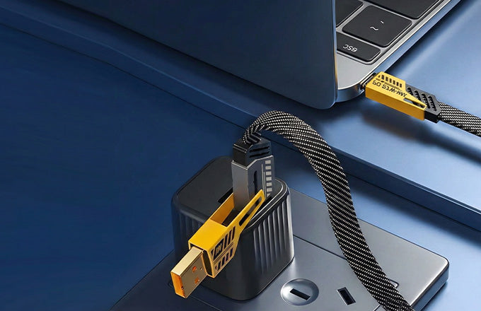 4 in 1 Cable | Gold Plated Ports | Ultra Fast Charging & Data Transfer | Supporting Thunderbolt, Type C, Lightning, Type A for All Phones & Laptop