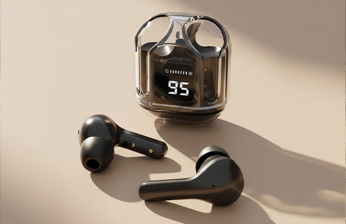 Transparent Ultrapods Max TWS Earbuds with LED Display Case